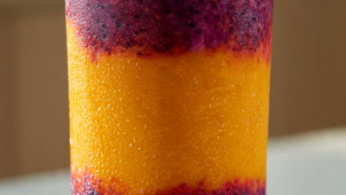 Layered Mango or Peach and Berry Smoothie
