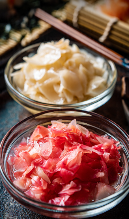 Red and White Pickled Ginger from Sushi Modoki