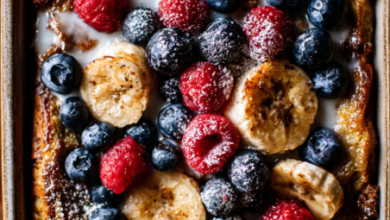 Vegan French Toast Casserole with Fresh Fruit
