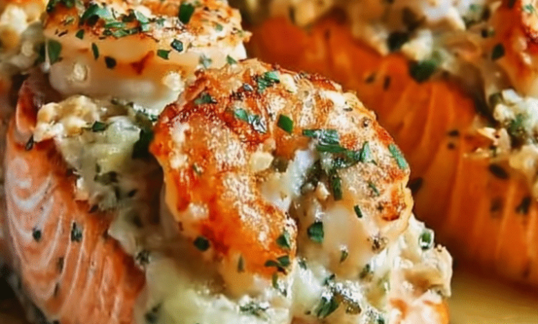 Crab and Shrimp Stuffed Salmon
