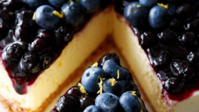No-Bake Lemon and Blueberry Cheesecake