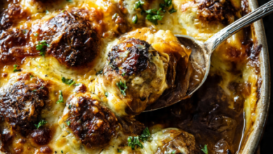 Affordable French Onion Meatball Casserole