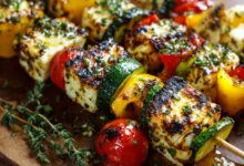 Sizzling Summer Delight: Mastering Grilled Halloumi and Vegetable Skewers