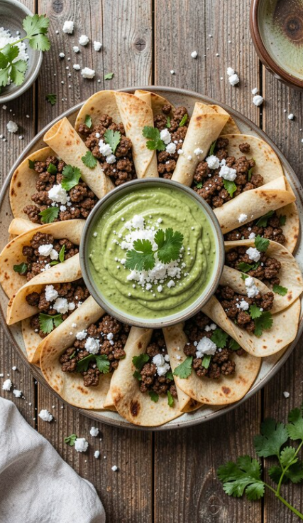 Crispy Ground Beef Flautas with Cilantro Avocado Sauce: Your New Favorite Weeknight Meal