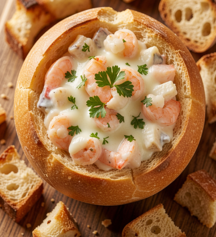 Stuffed Seafood Bread Bowl