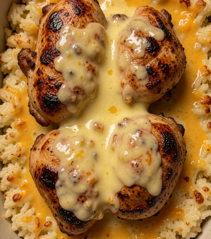 Garlic Butter Chicken & Rice Casserole