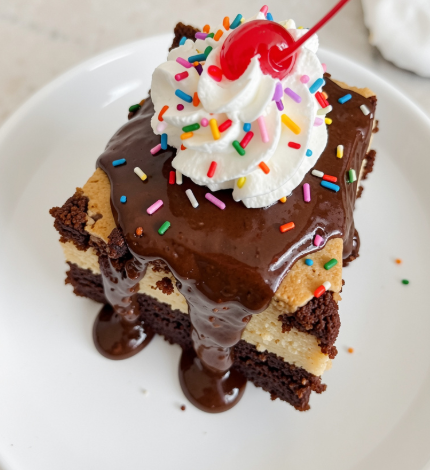 Decadent & Gooey Hot Fudge Sundae Brownie Cheesecake