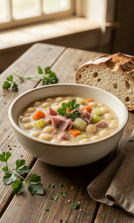 Slow Cooker Ham and Bean Soup Recipe (Using Leftover Ham Bone)